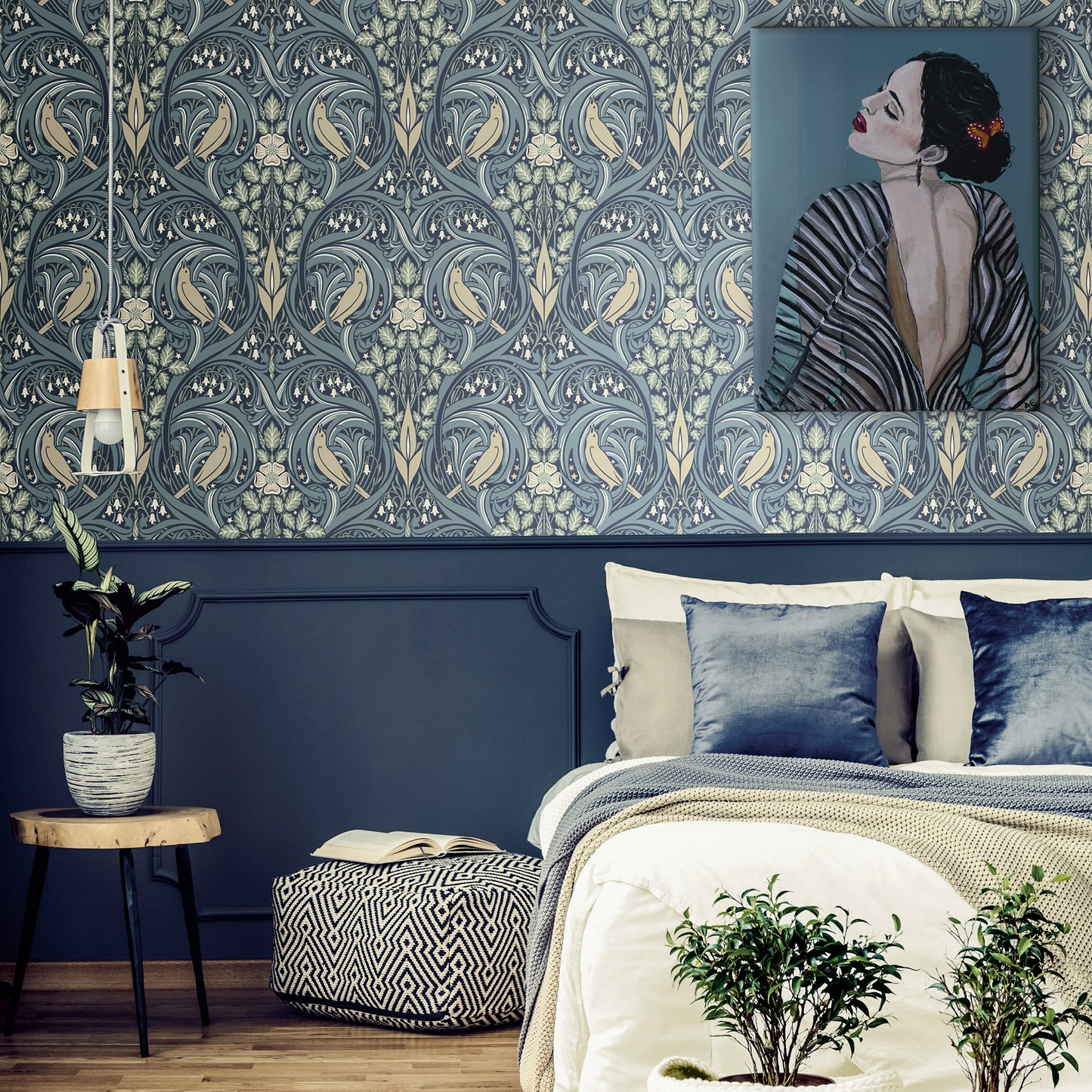 Galerie Bird Scroll Wallcovering