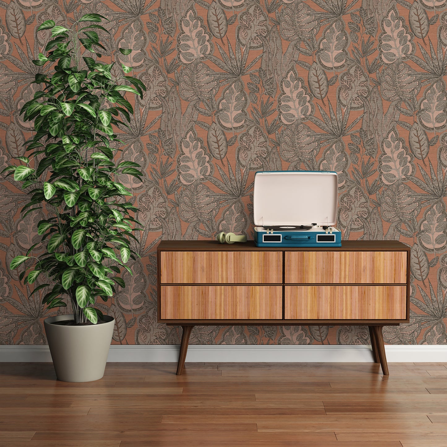 Flourish Grafic Leaf Wallpaper