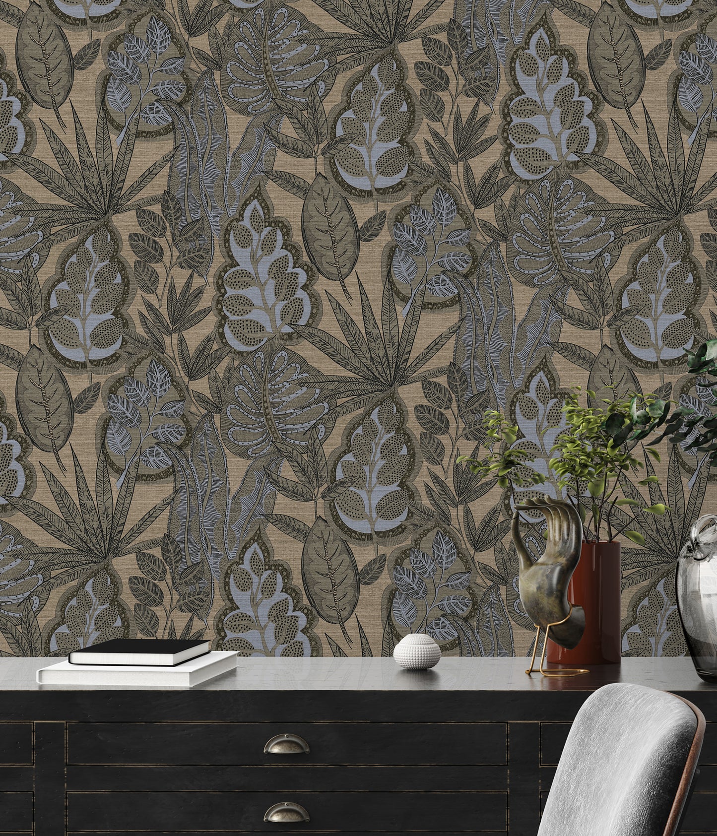 Flourish Grafic Leaf Wallpaper