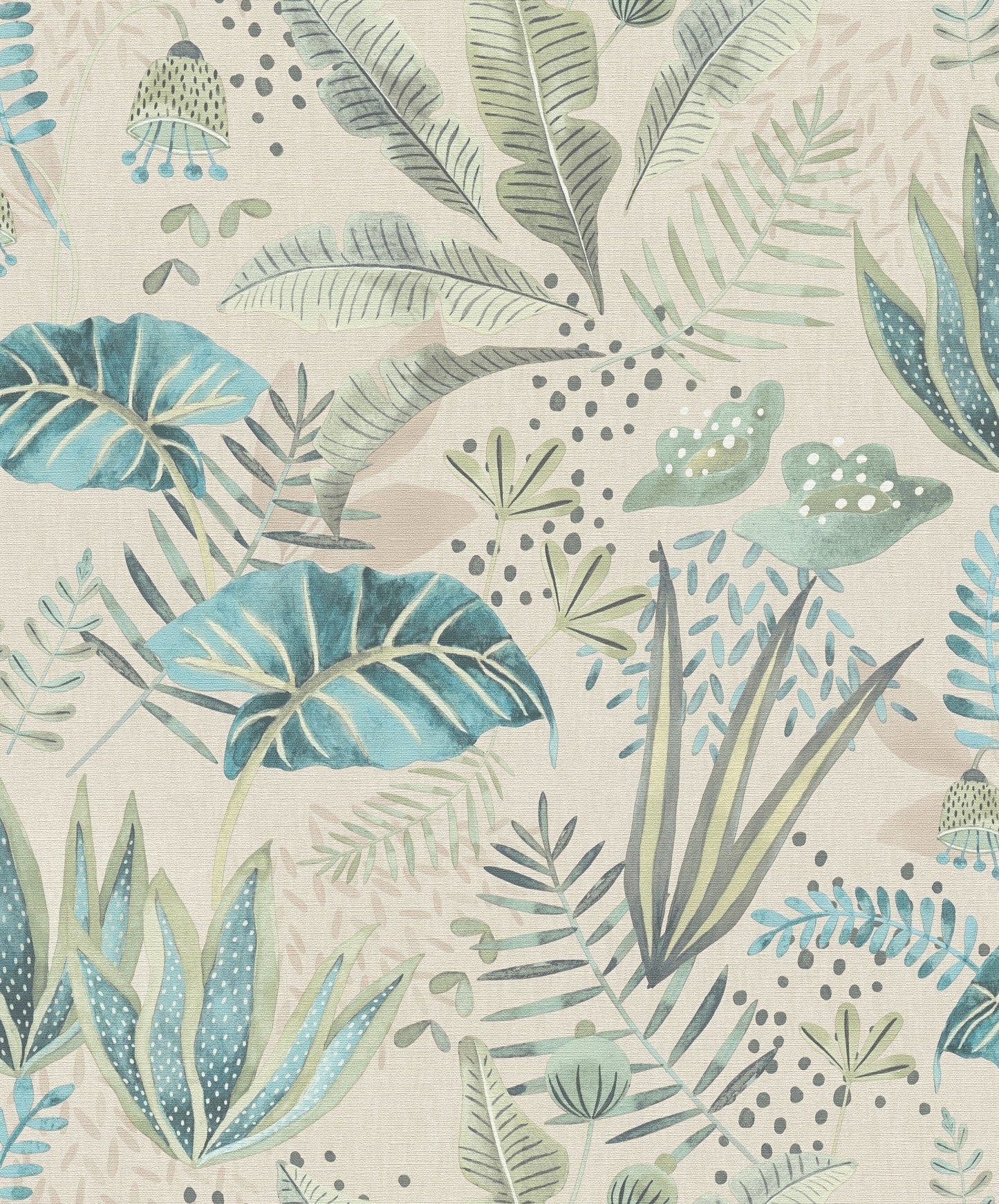 Flourish Mix Leaves Wallpaper